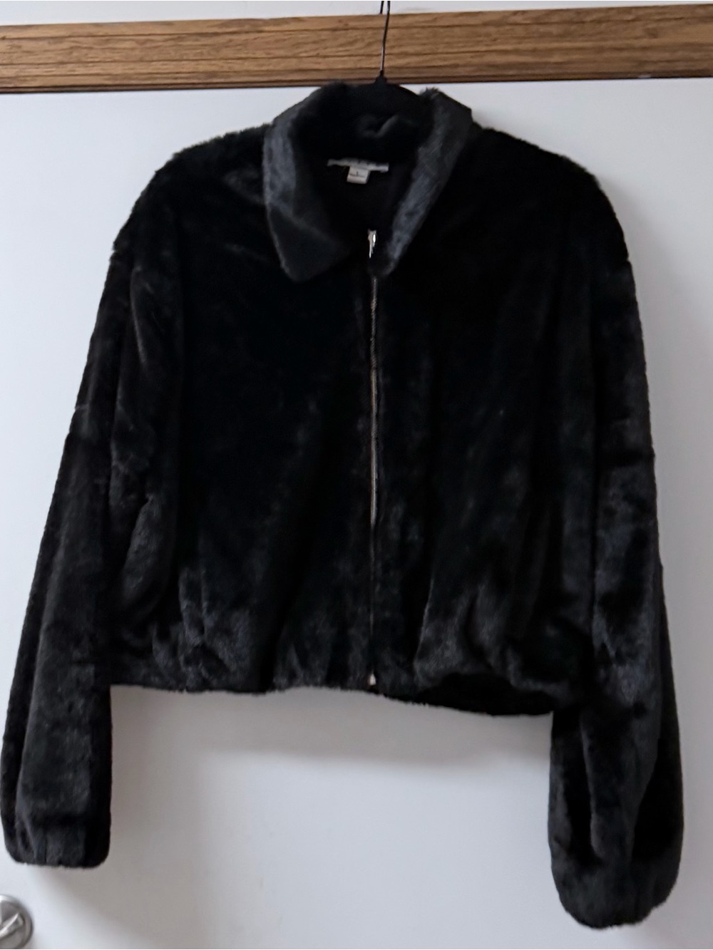HYFVE Black Plush Faux Fur Zip Jacket
